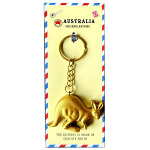 Chacate Preto Wood Keyring Kangaroo